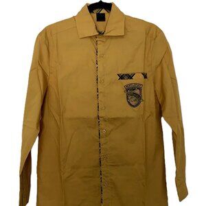 Universal Studios Harry Potter HUFFLEPUFF Men's Yellow Button Down Shirt XXLG